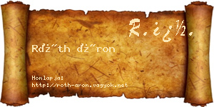 Róth Áron névjegykártya